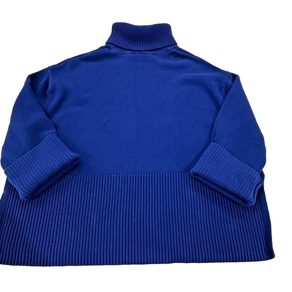 GAP Benton Turtleneck Sweater Boxy Split Hem; Blue; Women's Size Medium - Picture 6 of 6